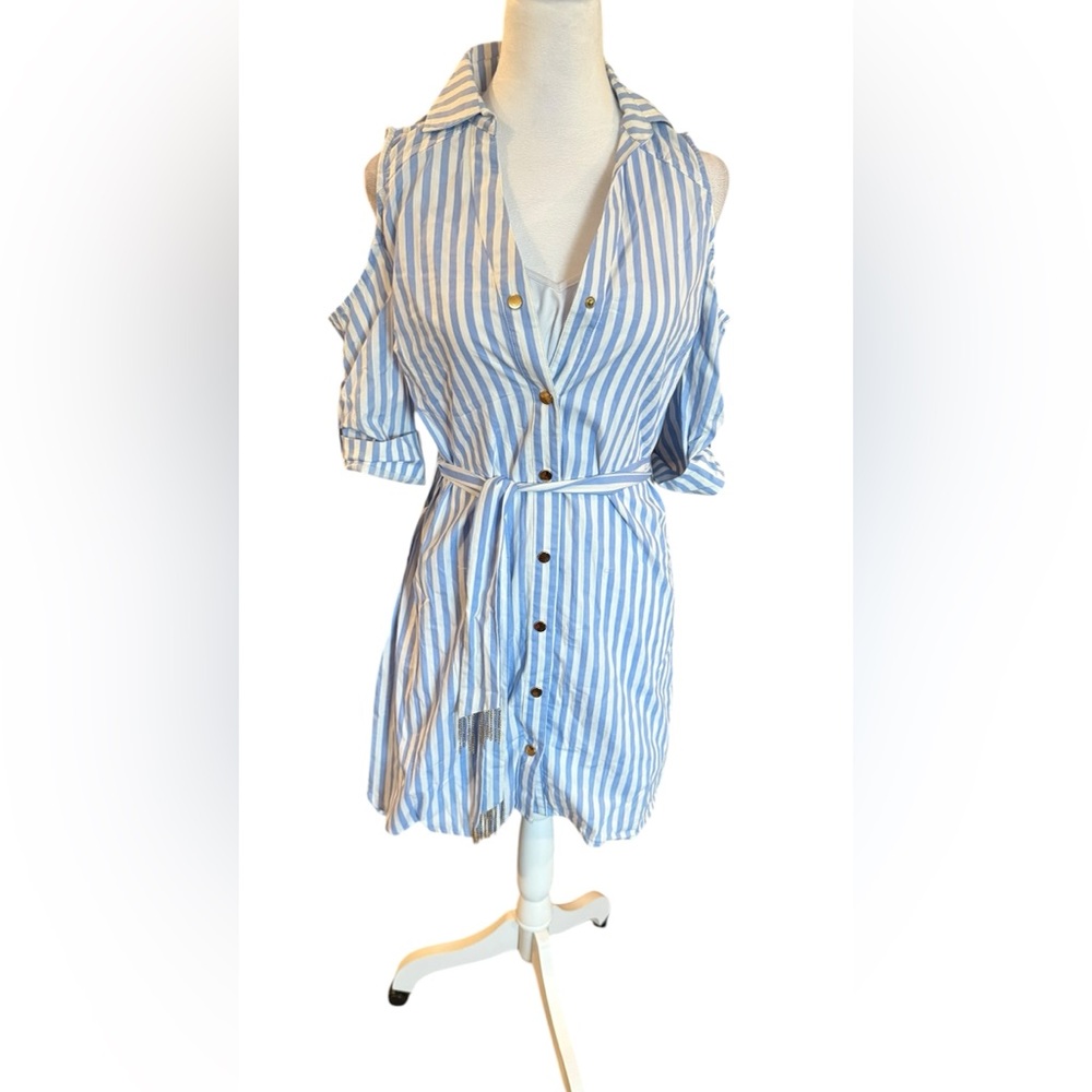 Bebe Christi Cold Shoulder Striped Dress